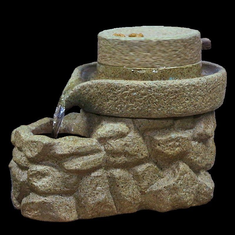 招财风水轮石来运转乔迁新居电视柜桌面陶瓷石磨茶道茶桌流水摆件,淘宝优惠券,粉丝福利购,淘宝优惠卷