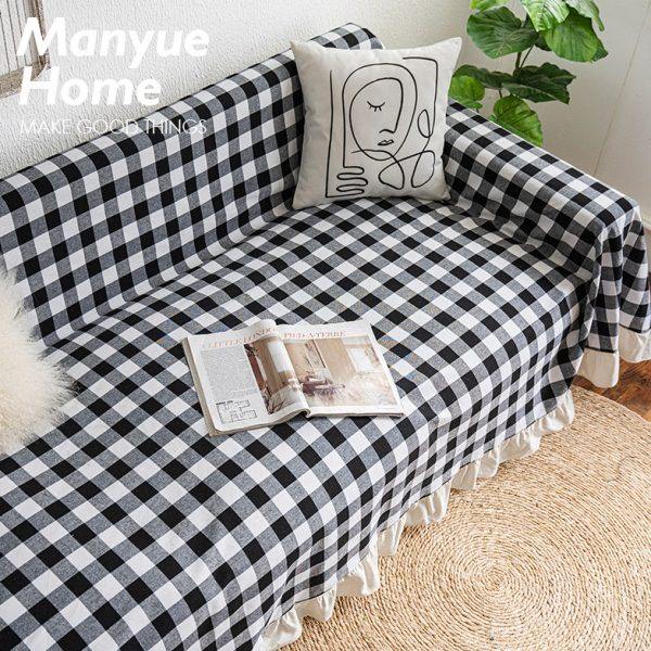 蔓越家  北欧棋盘格水洗全棉沙发巾客厅格子沙发盖布全包盖巾罩子,淘宝优惠券,粉丝福利购,淘宝优惠卷