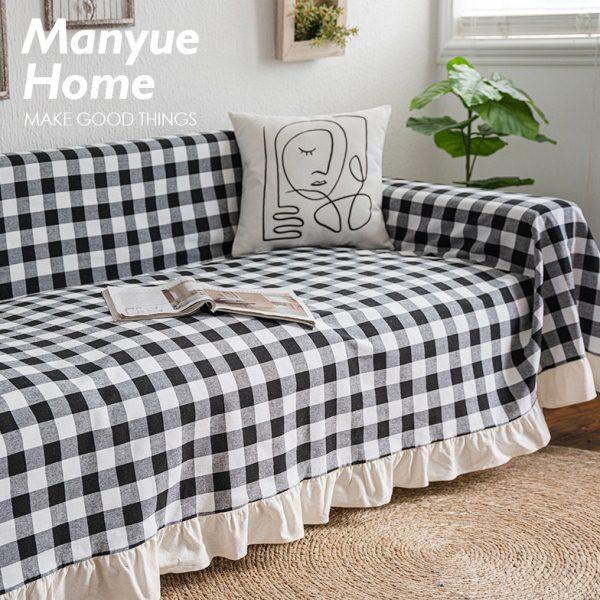 蔓越家  北欧棋盘格水洗全棉沙发巾客厅格子沙发盖布全包盖巾罩子,淘宝优惠券,粉丝福利购,淘宝优惠卷