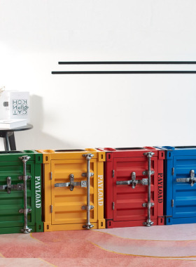 工业风集装箱模型垃圾桶酒吧客厅装饰摆件收纳柜客厅书房收纳道具