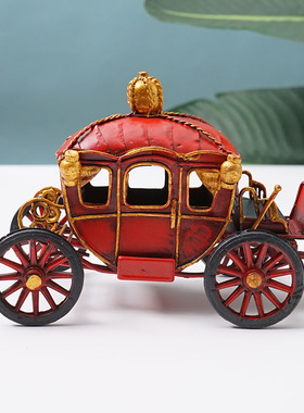 铁艺南瓜马车摆件王室马车模型微缩复古道具怀旧物件工业风装饰品