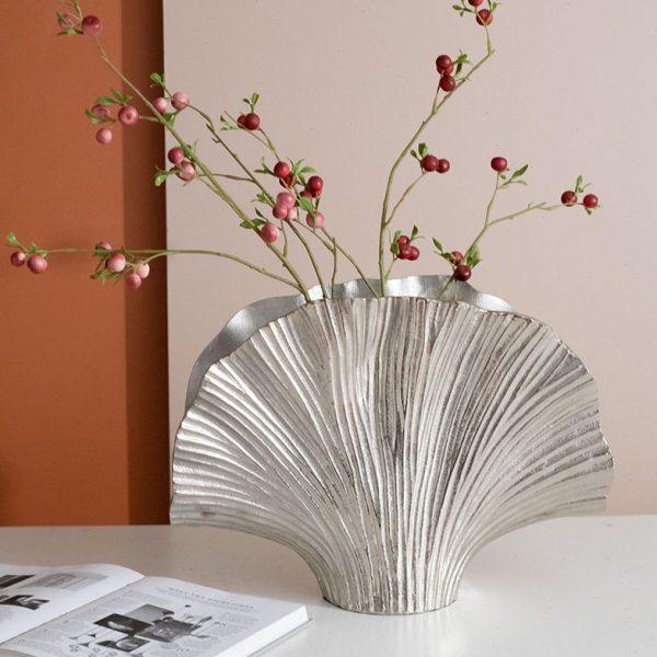 现代轻奢金属铝制银色银杏叶造型花器客厅卧室创意家居装饰品摆件,淘宝优惠券,粉丝福利购,淘宝优惠卷