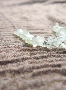 阿福家 天然葡萄石碎石手编一L线简约随意蜡绳项链