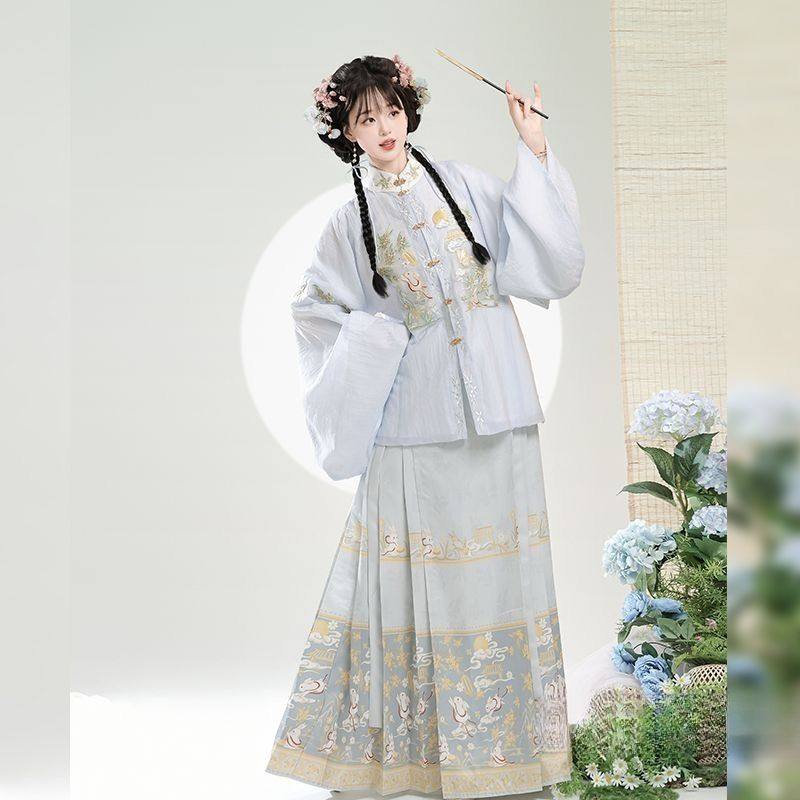 成人汉服春季新款【桂花兔】明制立领刺绣补服琵琶袖马面裙套装,淘宝优惠券,粉丝福利购,淘宝优惠卷