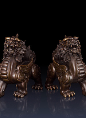 纯铜招财貔貅工艺品摆件一对铜貔貅办公室装饰品家居客厅铜制摆件