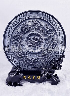 上海特色旅游纪念品中式水晶浮雕圆盘创意客厅办公室摆件商务礼品