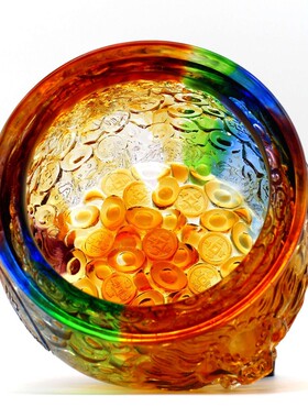 琉璃聚宝盆四方纳财开业乔迁招财风水礼品客厅办公室前台装饰摆件