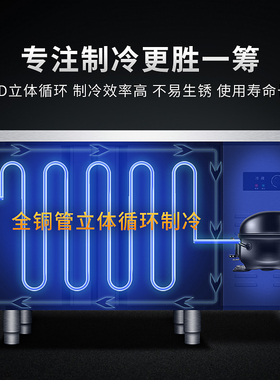 烘焙风冷插盘冷藏冷冻工作台冰柜蛋糕店后厨商用平冷双温操作台