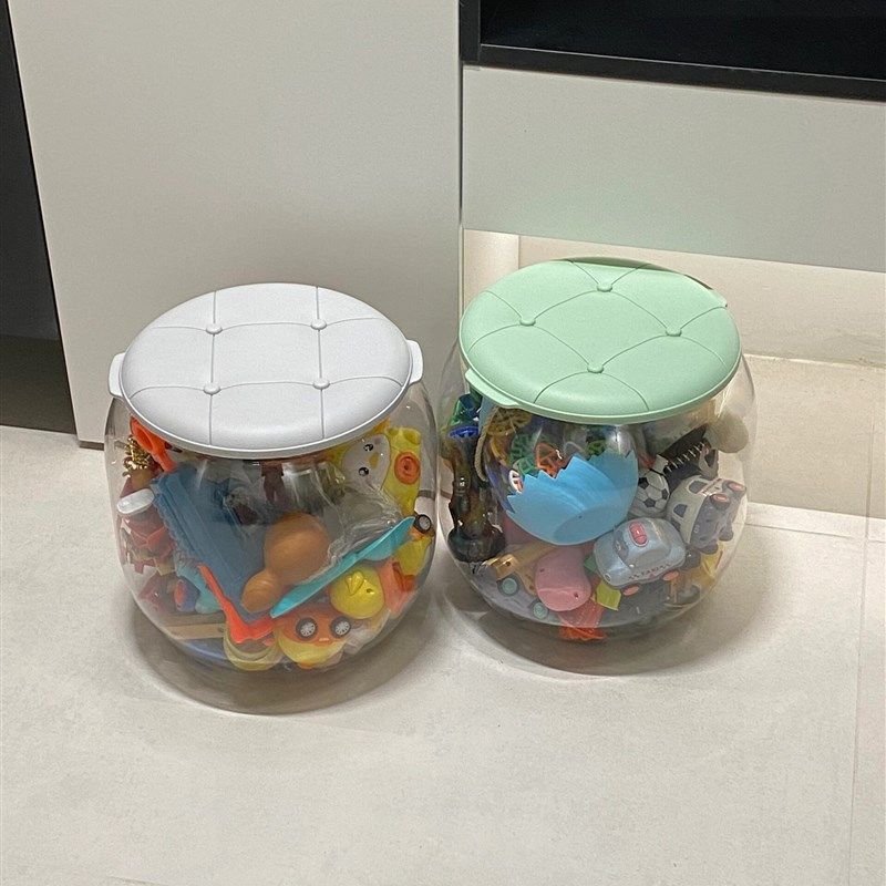 娃娃收纳桶透明凳子装布娃娃毛绒玩具整理神器儿童储物玩偶收纳箱,淘宝优惠券,粉丝福利购,淘宝优惠卷