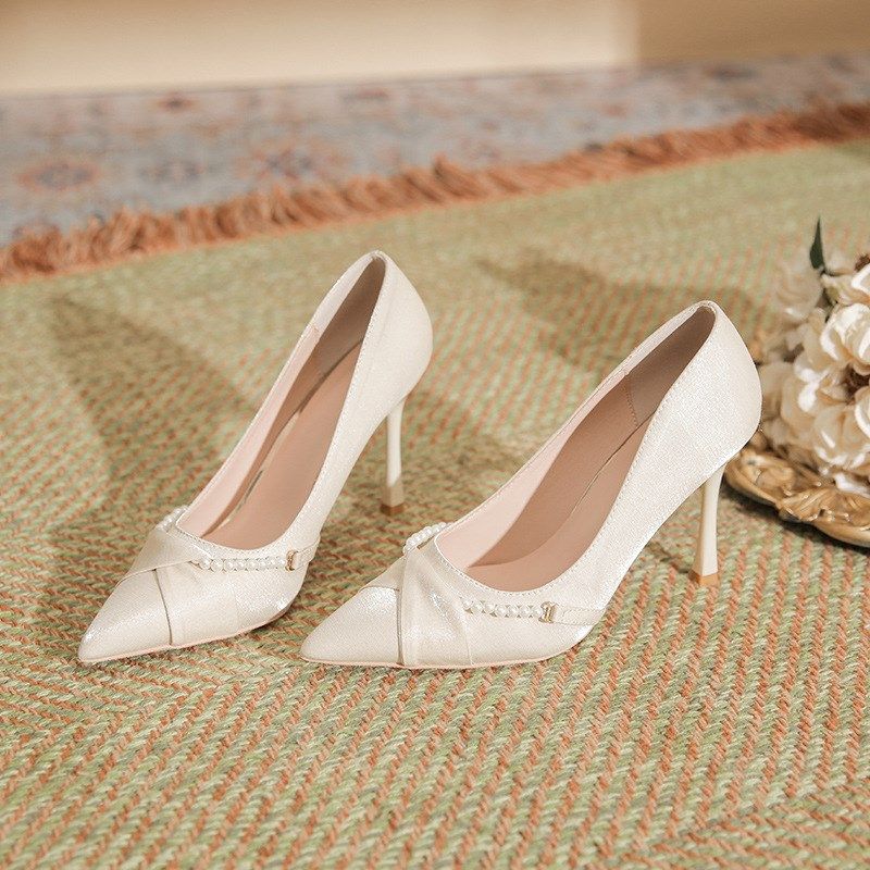 法式高跟鞋新娘鞋不累脚婚鞋胖脚宽脚女鞋大码41一43小众气质单鞋,淘宝优惠券,粉丝福利购,淘宝优惠卷