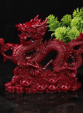 红色真朱砂祥龙化解冲墓冲摆件