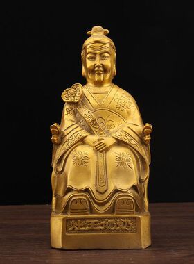 纯铜灶王爷财神爷家居摆件灶王爷灶王奶供奉灶神家居招财佛像黄铜