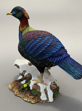 树脂摆件自制原创家居装饰品动物手工防真模型鸟类绿尾虹雉模型