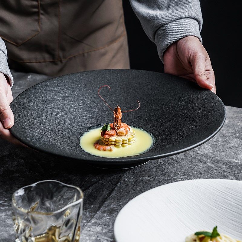 复古陶瓷意面盘大号汤碗家用沙拉菜盘日式斗笠深盘高级酒店西餐具,淘宝优惠券,粉丝福利购,淘宝优惠卷