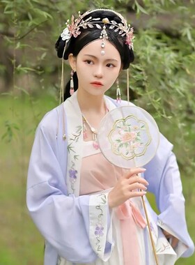 汉服头饰套装懒人发箍流苏步摇古风圣母光环仙女头箍短发古装配饰