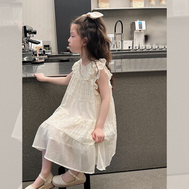 儿童雪纺白裙子女童洋气连衣裙大童装公主裙礼服裙2024夏装新款,淘宝优惠券,粉丝福利购,淘宝优惠卷