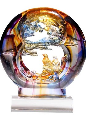 威弗列德喜鹊喜上眉梢琉璃摆件刻字定制礼品结婚礼物创意装饰礼品