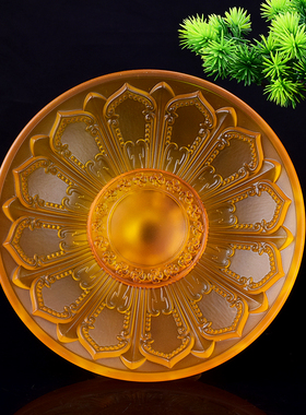 供佛吉祥花果盘仿琉璃莲花水果供盘玻璃果盘家用奉神盘子托盘摆件