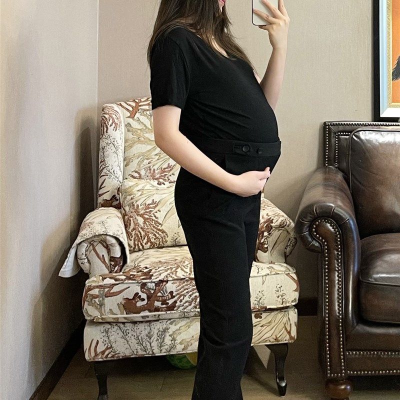 PEIPEI2021新款孕妇装薄款开叉裤直筒大码分叉库女春秋外穿喇叭裤,淘宝优惠券,粉丝福利购,淘宝优惠卷