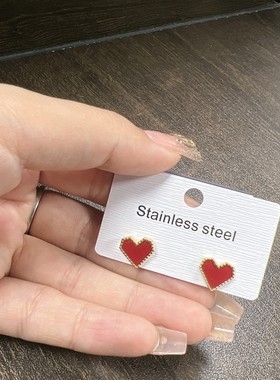 法式红色小爱心贝母时尚项链女不掉色钛钢锁骨链轻奢饰品