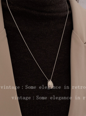 铜简约设计感金属水滴钛钢项链