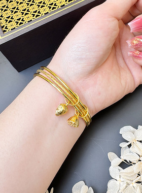 铜越南沙金圆环莲蓬手镯国手镯