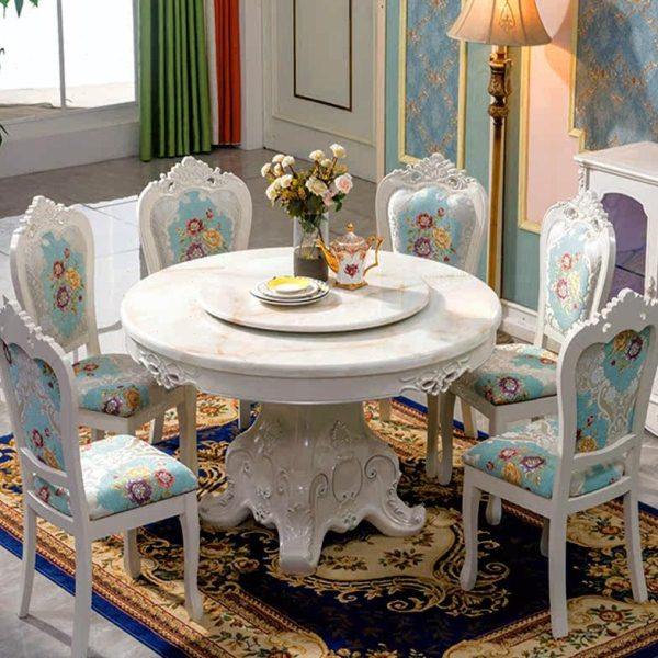 餐厅欧式餐桌椅组合大理石实木圆桌带转盘10人饭桌圆形家用小户型,淘宝优惠券,粉丝福利购,淘宝优惠卷
