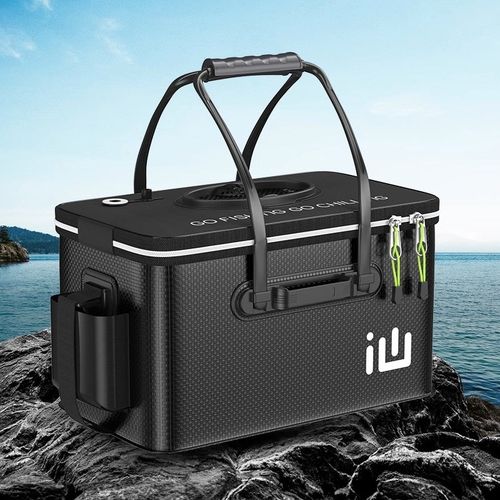 德国户外活鱼桶新款折叠加厚多功能鱼箱装鱼桶鱼护一体成型钓鱼桶 - 图0