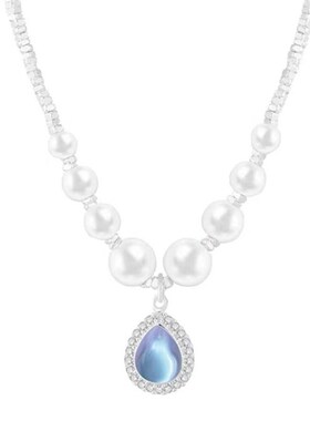 精致冷淡蓝色水滴吊坠珍珠项链女轻奢小众设计高级感简约轻奢配饰