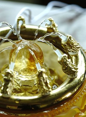 琉璃时来运转生财转o运球九龙吐水循环流水摆件开业乔迁礼物客厅