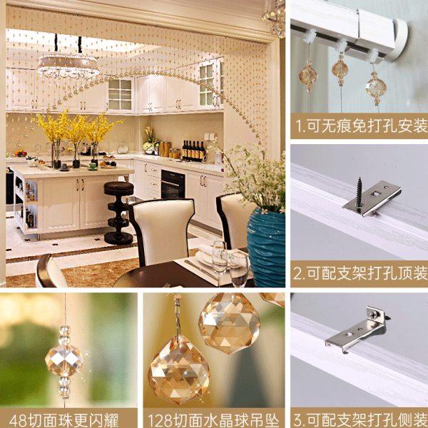 水晶珠帘门帘客餐厅隔断帘玄关卧室家用装饰北欧帘子免打孔半挂帘,淘宝优惠券,粉丝福利购,淘宝优惠卷