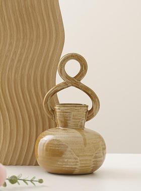 乐梦复古陶瓷花瓶摆件客厅插花高级感艺术花盆田园风陶罐装饰品