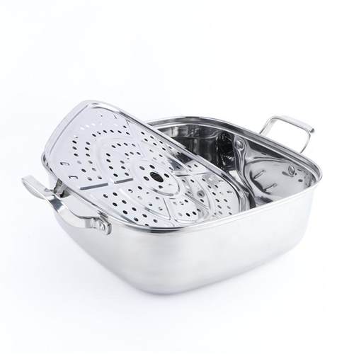 304不锈钢方形多层蒸锅钢化玻璃盖大容量组合电磁炉适用蒸笼 - 图2