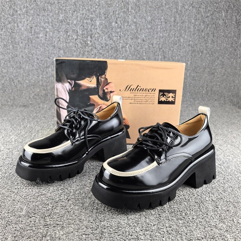 正品撤柜开边珠牛皮深口单鞋女春秋新款圆头中跟系带真皮休闲女鞋,淘宝优惠券,粉丝福利购,淘宝优惠卷