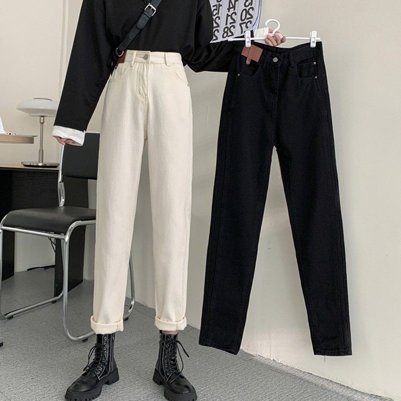 梨形身材裤子女胖妹妹大码高腰显瘦直筒萝卜哈伦裤宽松牛仔裤春秋,淘宝优惠券,粉丝福利购,淘宝优惠卷