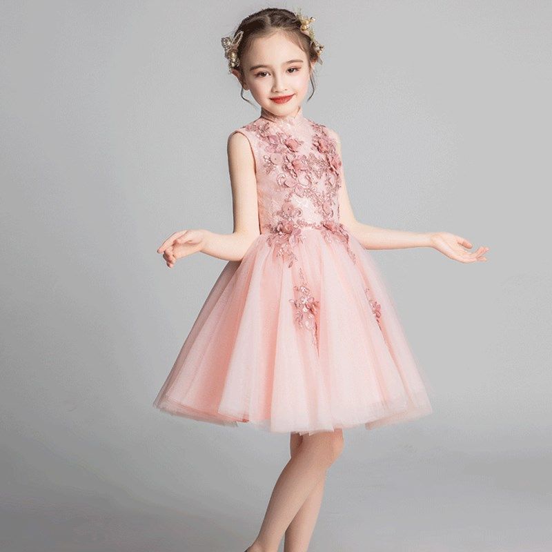 女童粉色网纱公主裙小花童婚纱裙儿童小主持人女孩洋气晚礼服夏季,淘宝优惠券,粉丝福利购,淘宝优惠卷