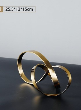 铜工艺品摆件家居软装饰品北欧轻奢样板间客厅茶几桌面金丝带摆设