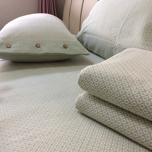 A类好货!特厚提花老粗布凉席三件套加厚加密100全棉纯棉精品床单 - 图2