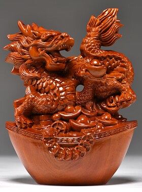 花梨木雕十二生肖摆件一套实木质鼠牛虎兔龙蛇马羊猴鸡狗猪工艺品