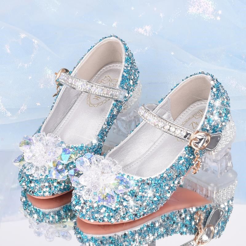 公主鞋女童主持人钢琴演出鞋儿童高跟鞋银色舞台花童礼服鞋水晶鞋,淘宝优惠券,粉丝福利购,淘宝优惠卷