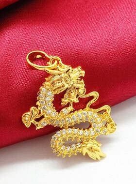 东南亚热卖金色微镶吊坠男大气微镶龙吊牌镀金坠子镀金挂坠首饰