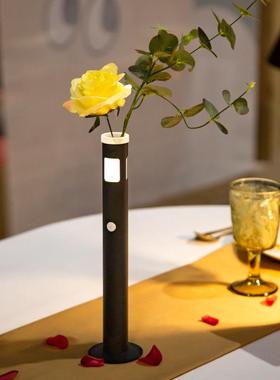 Tubicen氛围灯创意花瓶摆件插花高级餐厅桌面拍照红色布置