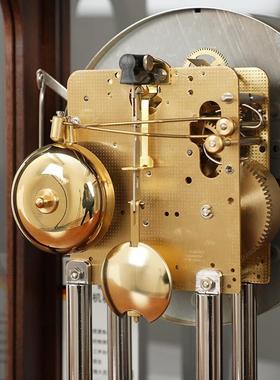 欧式机械座钟家用老式发条钟表客厅桌面实木台钟赫姆勒铜机芯329