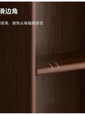 Aa2全实木家用书架胡桃木色整墙一体落地置物架靠墙客厅储物组合