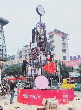 霓虹灯发光圣诞树LED广告牌制作中秋圣诞节日庆典商超亮化美陈