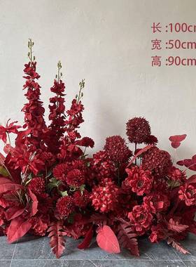 婚礼新款仿真花排现场布置路引花装饰T台迎宾地排花4s店交车摆件