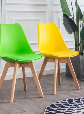 北欧简约郁金香靠背椅子奶茶桌椅休闲接待洽谈椅子家用郁金香餐椅