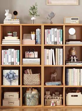 A10L简易实木书架落地置物架矮书柜收纳柜格子柜家用电视柜储物柜