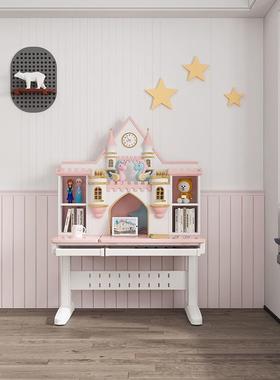 学习桌儿童书桌设计女孩实木可升降桌椅套装小学生写字桌家用童趣