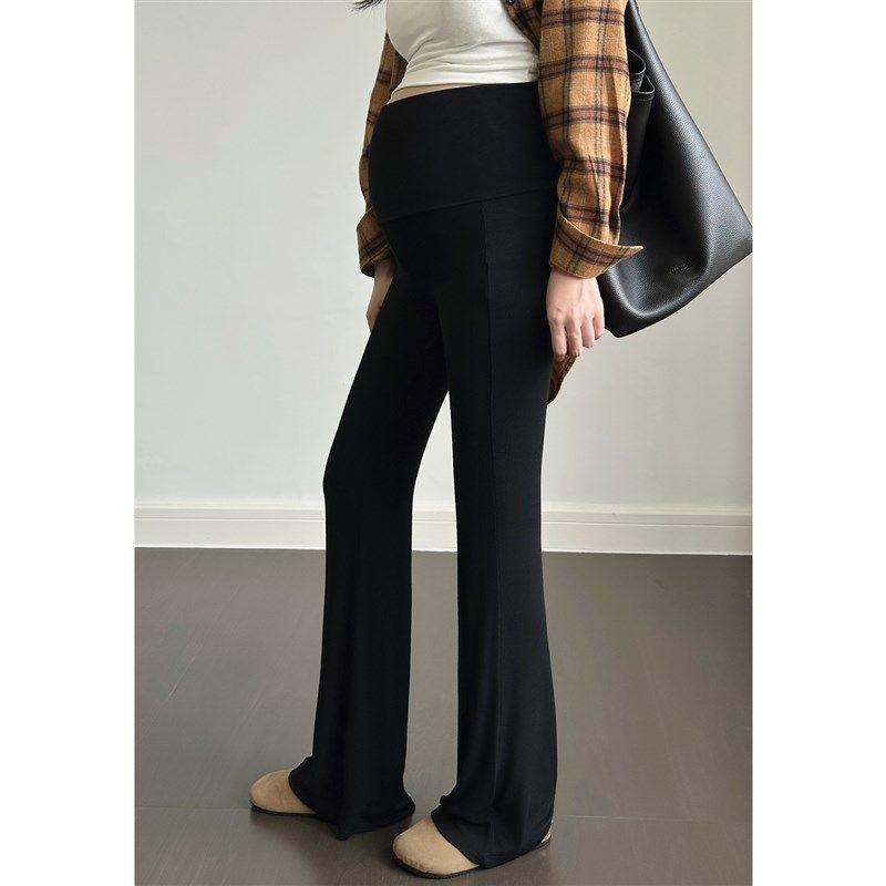 孕妇针织微喇裤子秋冬季加绒加厚款2024新款外穿托腹打底裤瑜伽裤,淘宝优惠券,粉丝福利购,淘宝优惠卷